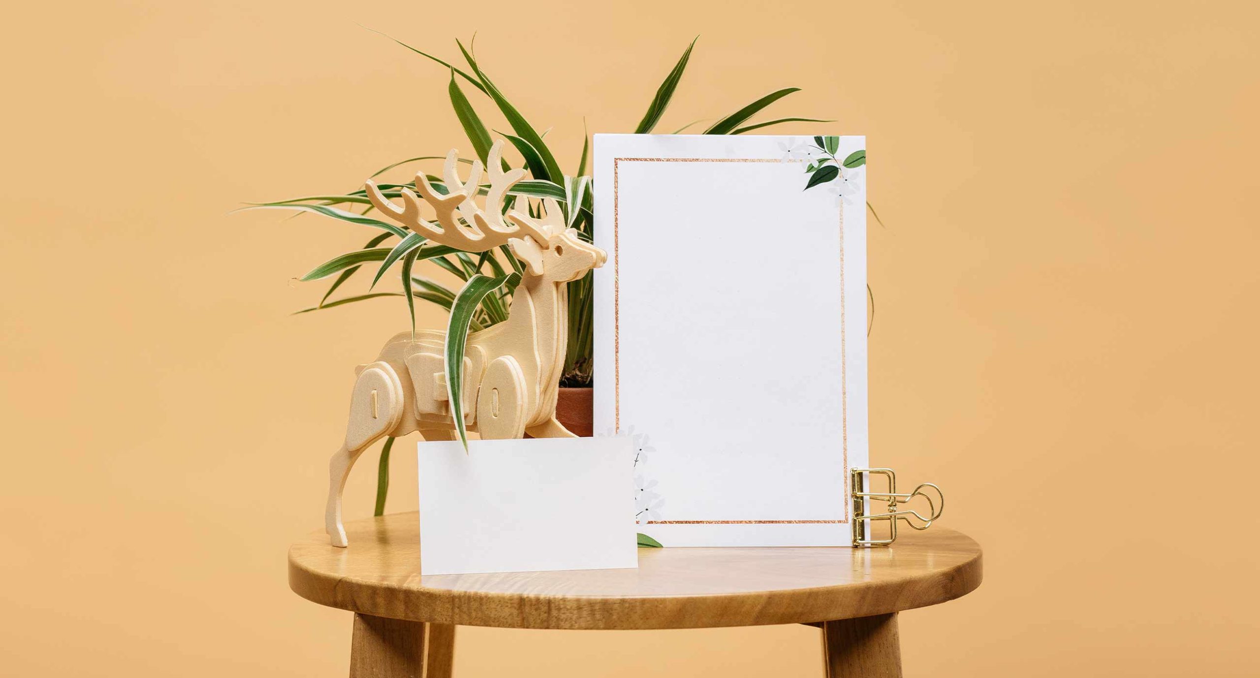 Display with Wooden Reindeer and Cards